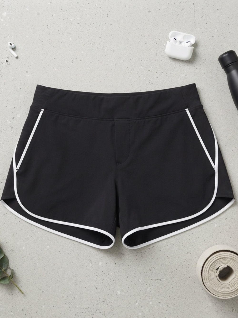 Athleta Women's Black Running Shorts with White Piping Size 2